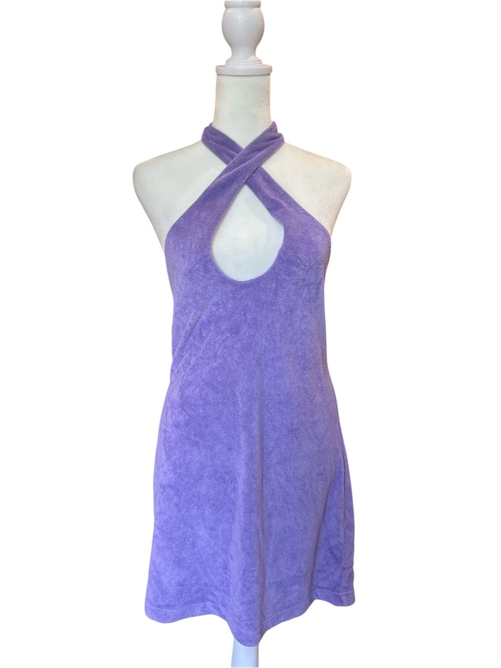 Fabletics Terrycloth Purple Cross-Neck Dress